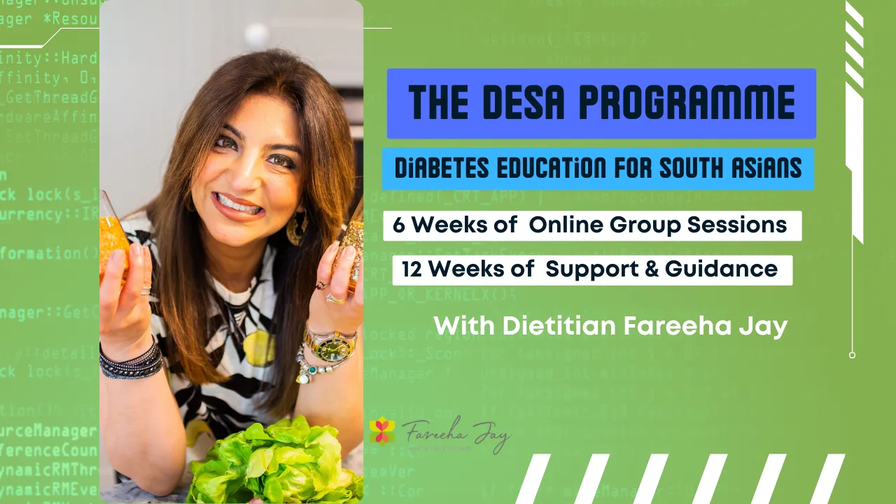 Dietitian Fareeha Jay presenting the South Asian PCOS Program (SAPP), an 8-week online course providing group support and guidance for managing PCOS symptoms through culturally tailored diet and lifestyle advice.