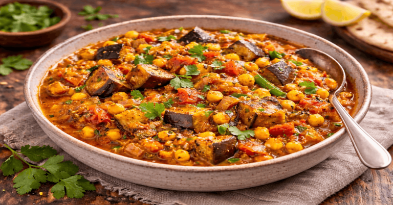 Eggplant with Split Chickpeas (Chana Dal & Aubergine Curry)